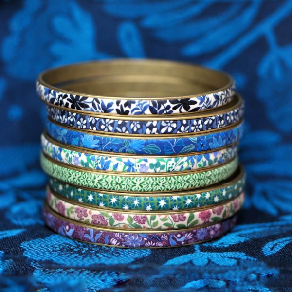 Bracelet jonc au motif coloré sur support en laiton, motif au choix