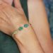 Bracelet fin en argent 925 et trois perles vertes, collection Arolle